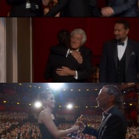 Chivo hugs Deakins before Oscar 