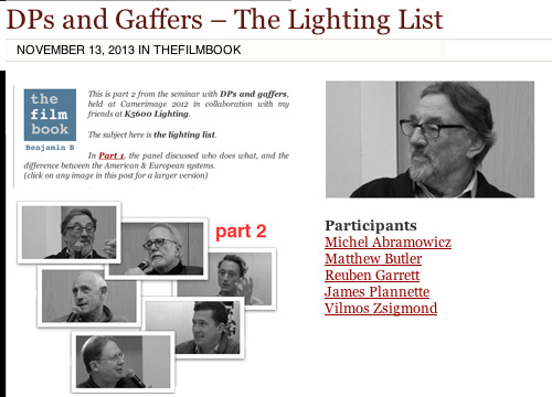DPs and Gaffers - The Lighting List -thefilmbook