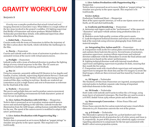 Workflow for GRAVITY - by Benjamin B -thefilmbook-
