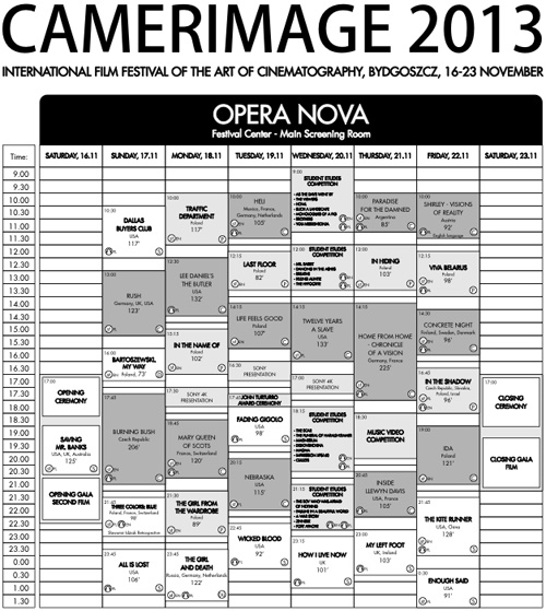 camerimage 2013 schedule -thefilmbook