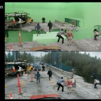 VFX split screen for bridge disaster